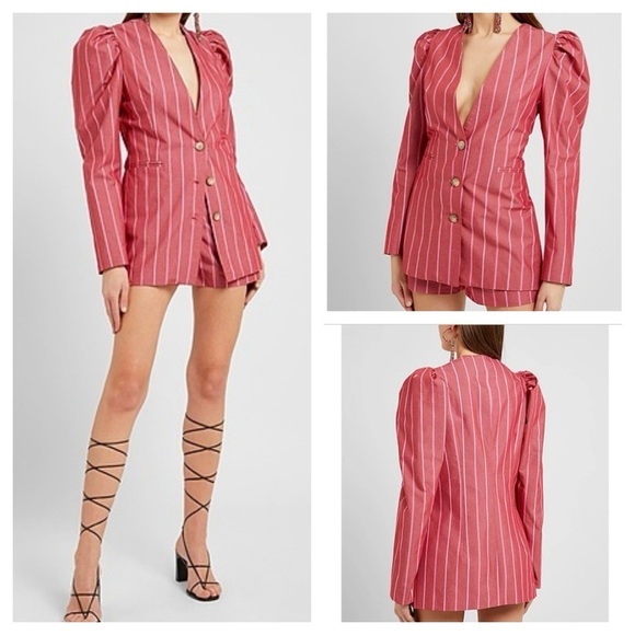 8 by YOOX
STRIPED COTTON PUFF-SLEEVE BLAZER SHORT SET size EUR 44-42 - Picture 1 of 17